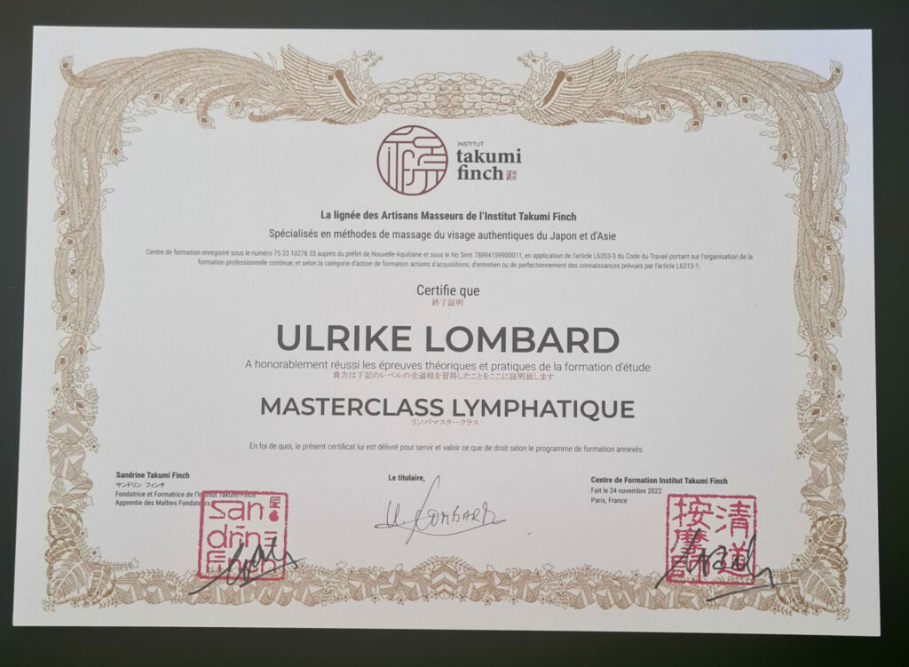 diplôme masterclass lymphatique kobido